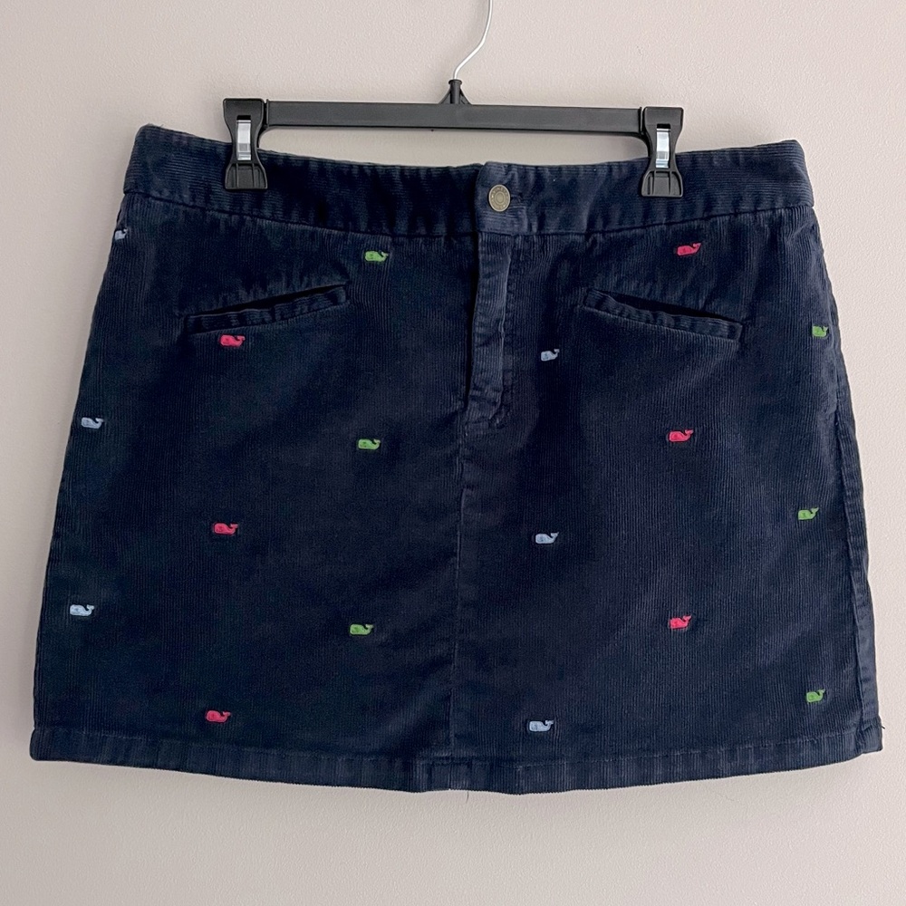 Vineyard Vines Navy Corduroy Skirt with Whale Embroidery size 12